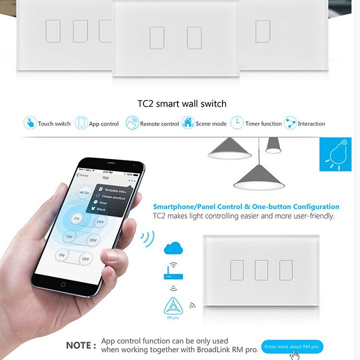 Công Tắc Thông Minh Bestcon/Broadlink TC2 chữ nhật