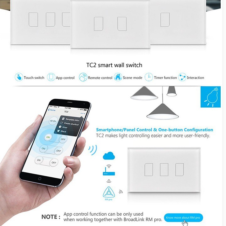 Công Tắc Thông Minh Broadlink TC2 chữ nhật