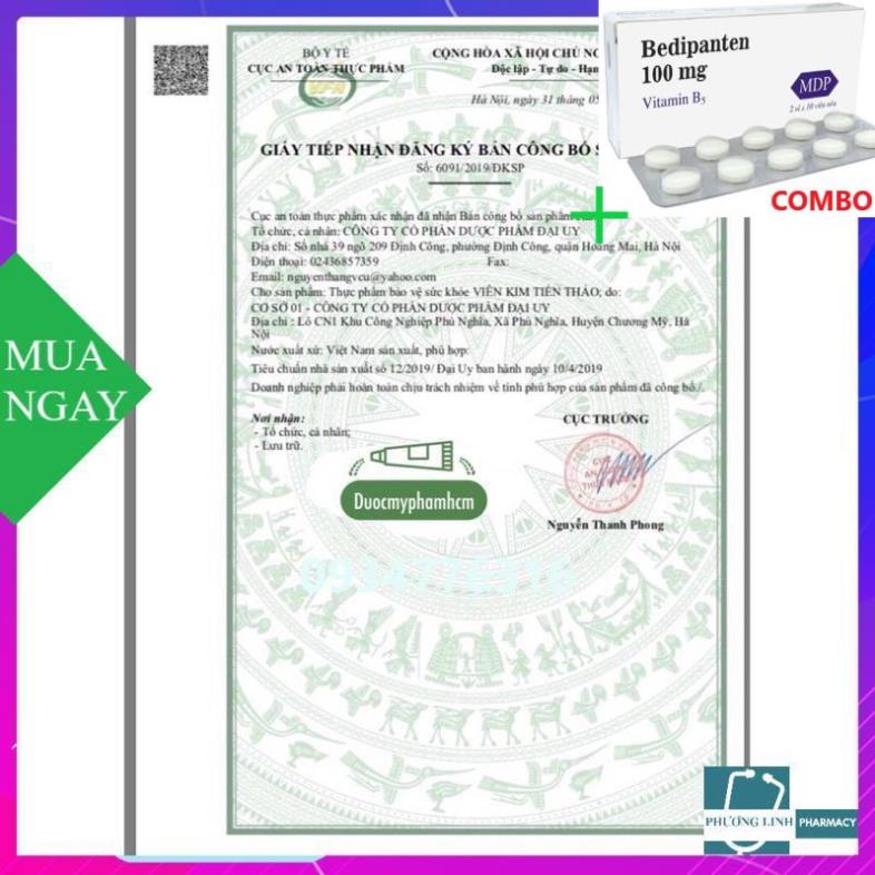 Combo Bedipanten 100mg +  [Hộp 100 viên] Kim tiền thảo - Shilintong - Hỗ trợ trị sỏi thận - Dược phẩm OPC