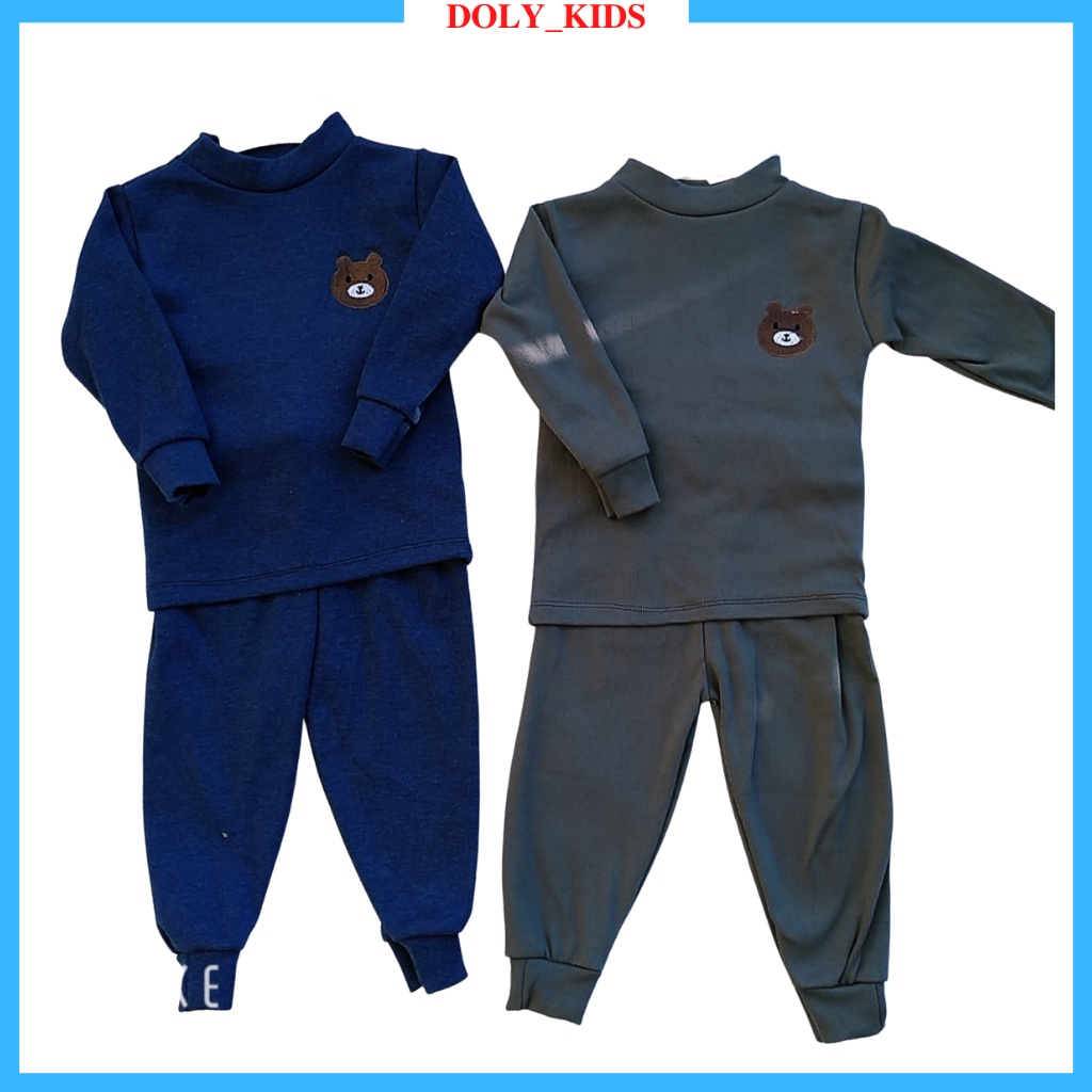 Đồ bộ dài tay cho bé trai bé gái DOLY_KIDS, bộ quần áo bé trai bé gái cất cotton gân cho bé từ 6-17kg CTG22