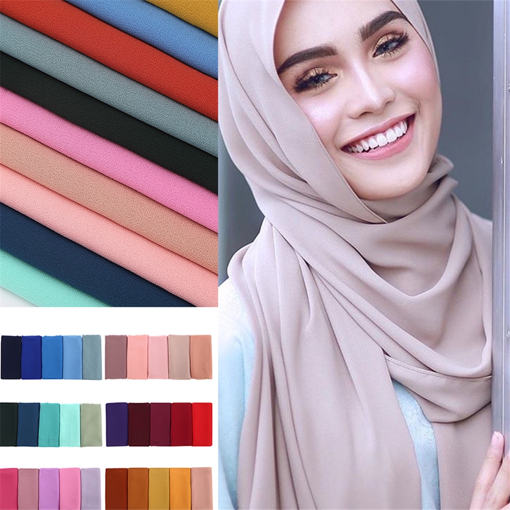 Khăn Choàng Hijab Màu Trơn Cho Phụ Nữ Hồi Giáo