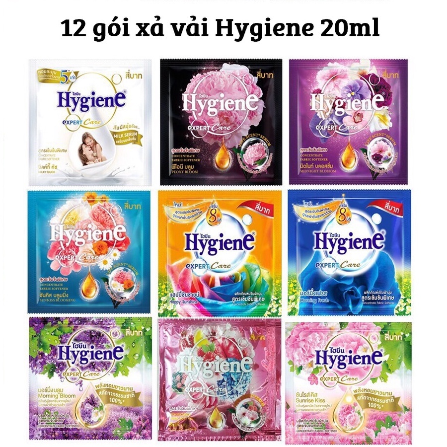 12 gói Nước xả Hygiene Thái Lan - Nước xả vải siêu đậm đặc 20ml