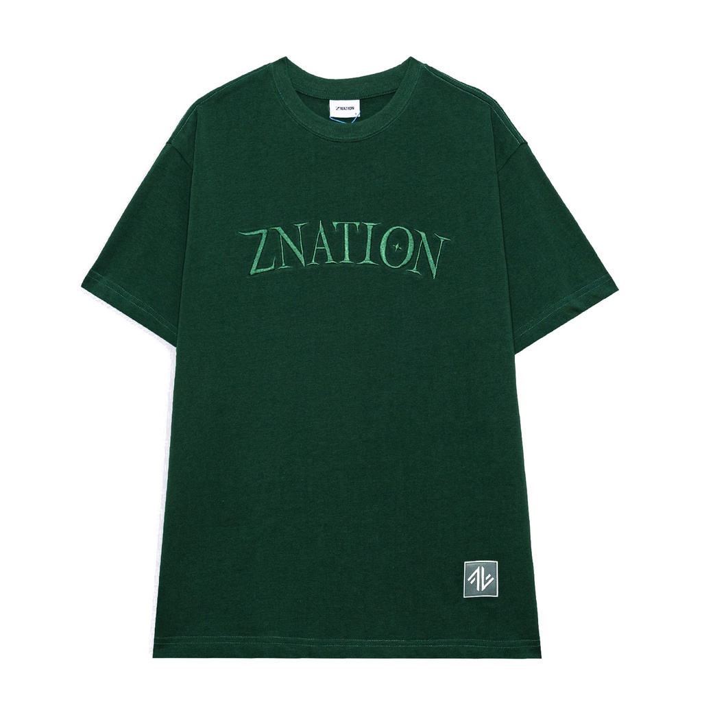 Áo Thun ZNATION Embroider Tee Unisex Oversize Màu Xanh Form Rộng Nam Nữ