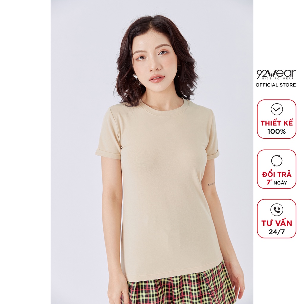Áo thun cotton nữ 92WAR áo phông chất mát cổ tròn form đẹp ATA1151 | BigBuy360 - bigbuy360.vn