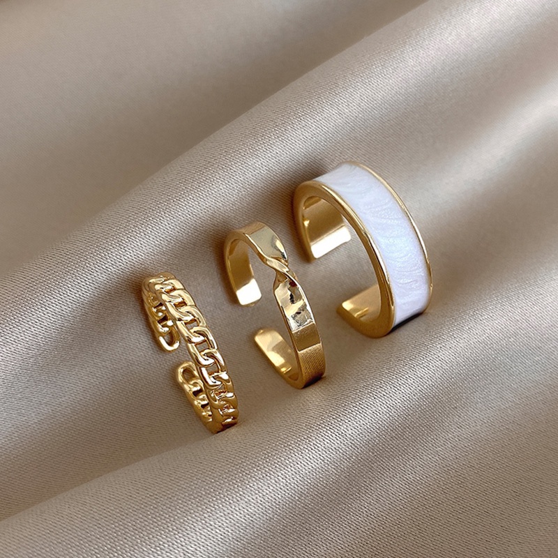 Set 3 Nhẫn Đeo Ngón Tay Kiểu Dáng Đơn Giản Thời Trang Cho Nữ