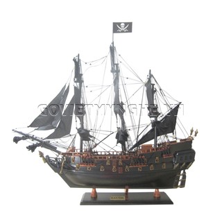 Mô hình tàu cướp biển - Tàu gỗ mô hình cướp biển Caribe Black Pearl - Thân tàu dài 80cm - Gỗ tự nhiên