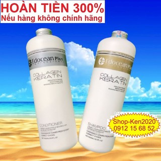 Cặp dầu gội xả Edocean Collagen Keratin Plus 500ml x2 phục hồi kích thích mọc tóc