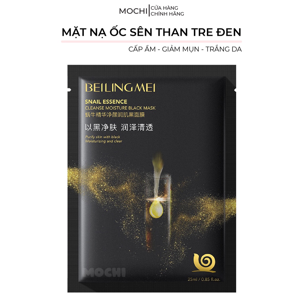 Mặt Nạ Ốc Sên Than Tre Đen Thải Độc Giảm Mụn l Dưỡng Trắng Da l Cấp Ẩm Mask Giấy Đắp Mặt Snail MOCHI SHOP