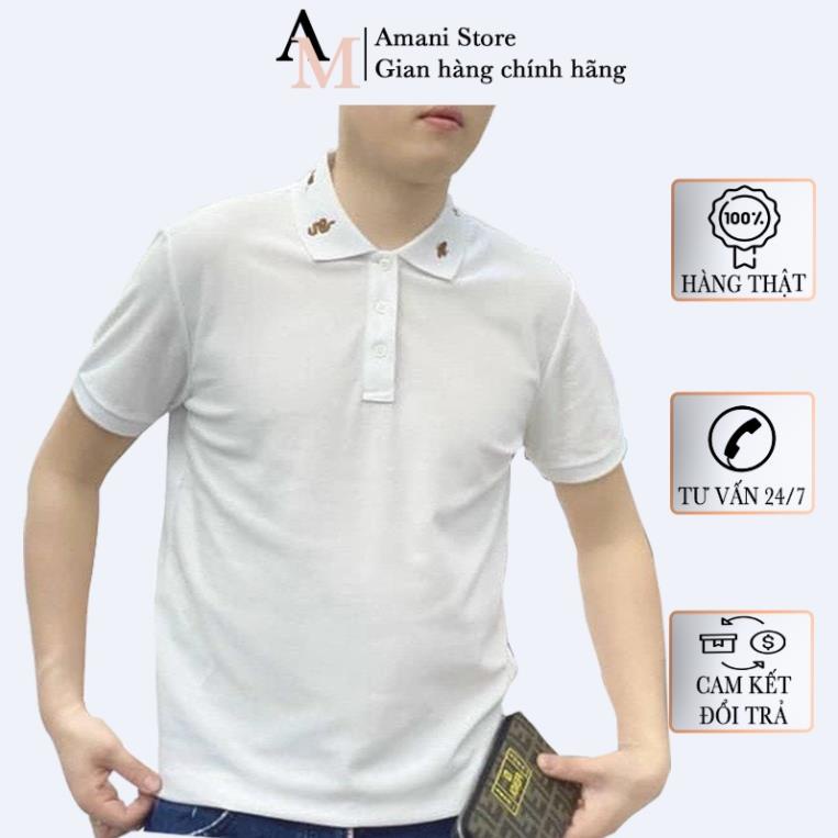 Áo Polo nam Gucci rắn ong thêu, áo polo nam đẹp tay ngắn 100% cotton Amani hàng VNXK 