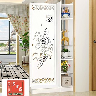 Vách ngăn trang trí liền kệ đơn bên phải cá chép