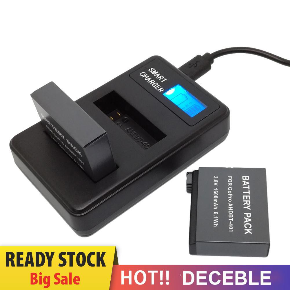 Deceble AHDBT-401 LCD Dual Port USB Battery Charger for GoPro Hero 4 Action Camera