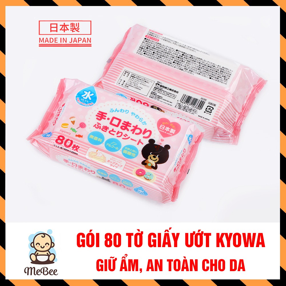 Giấy ướt Kyowa 80 tờ- Hàng Nhật an toàn và giữ ẩm cho bé