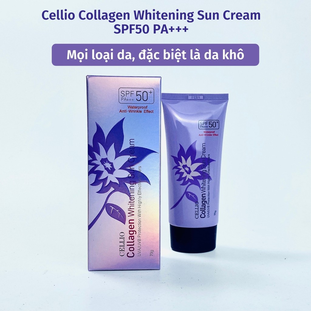 Kem chống nắng Hàn Quốc CELLIO SPF 50 PA+++ 70G . Dưỡng ẩm, trắng da, chống nước. Thành phần tự nhiên mọi loại da CN01