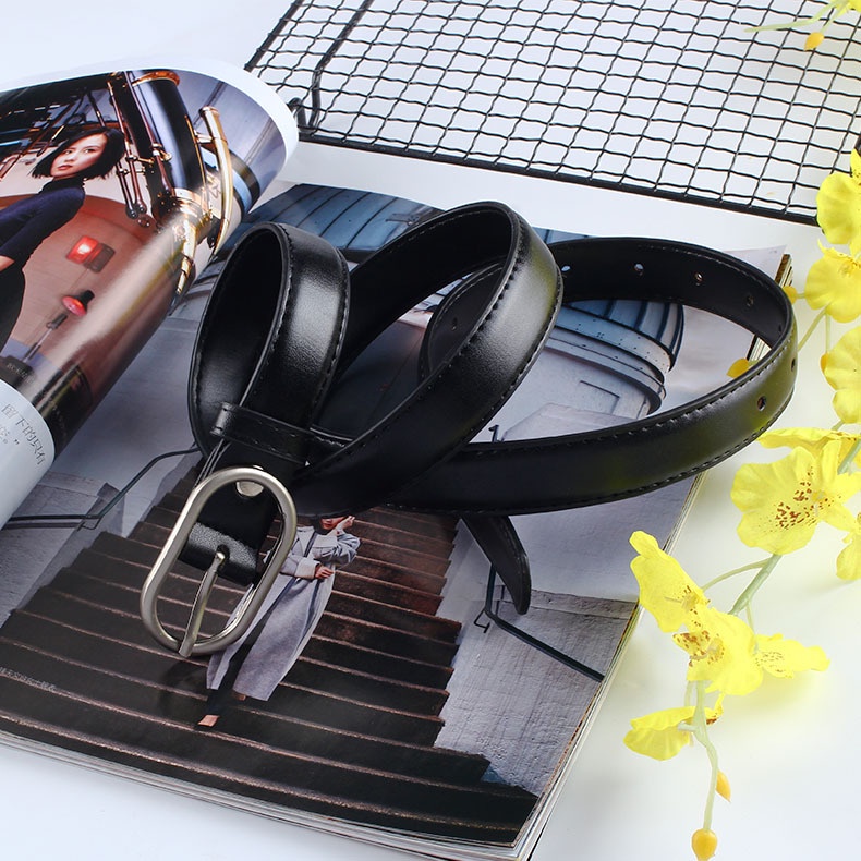 Thắt lưng nam nữ BROO mặt chữ nhật bo tròn có lỗ bấm, dây nịt lưng O-belt unisex bản nhỏ 2.3cm