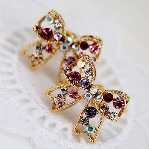 Hoa tai xi vàng đính đá lấp lánh cho nữ