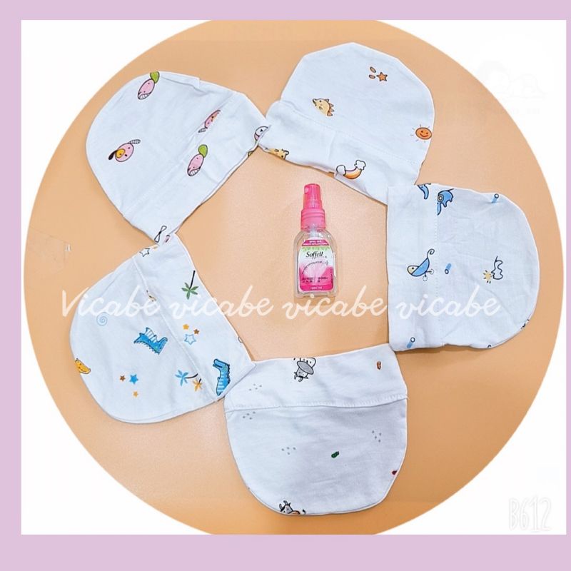 Combo 3 chi tiết nón, bao tay, bao chân chất thun lạnh cho bé sơ sinh siêu mềm mát
