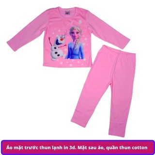 Đồ bộ tay dài bé gái hình Elsa từ 11-40kg, thun cotton, mát mịn, from mặc thoải mái, giữ ấm - Tomchuakids