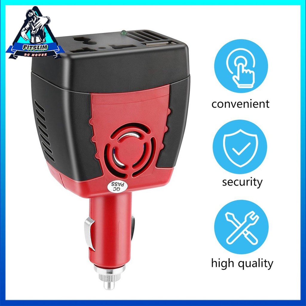 Bộ chuyển đổi nguồn điện trên xe hơi 150W Bộ sạc USB Nguồn điện 12V DC đến 220V AC
