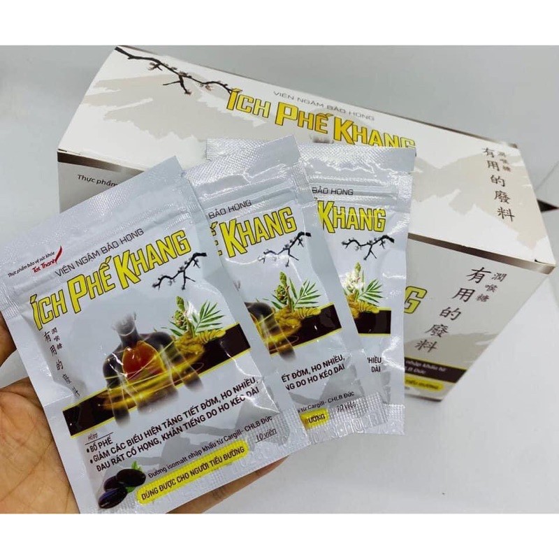 Viên ngậm bảo họng Ích phế khang gói 10 viên - hỗ trợ bổ phế , giảm các biểu hiện tăng tiết đờm, ho nhiều ,đau rát họng | BigBuy360 - bigbuy360.vn
