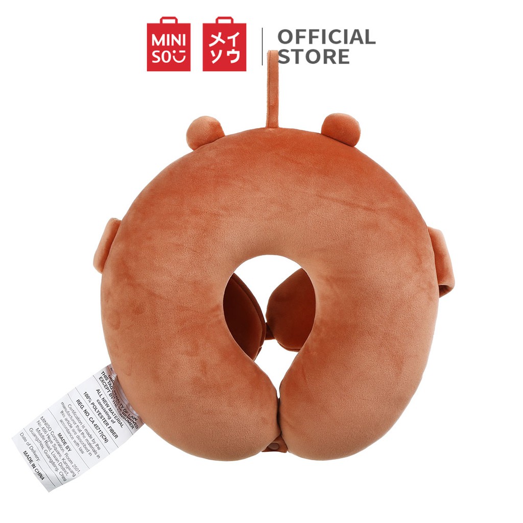 Gối Kê Cổ Bông Chữ U Cao Cấp Miniso chữ U kèm bịt mắt - We Bare Bears 3.0 - Hàng chính hãng