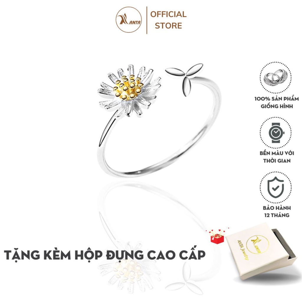 Nhẫn bạc nữ hình hoa hướng dương kích thước có thể điều chỉnh sành điệu cho nữ ANTA Jewelry - ATJ3557