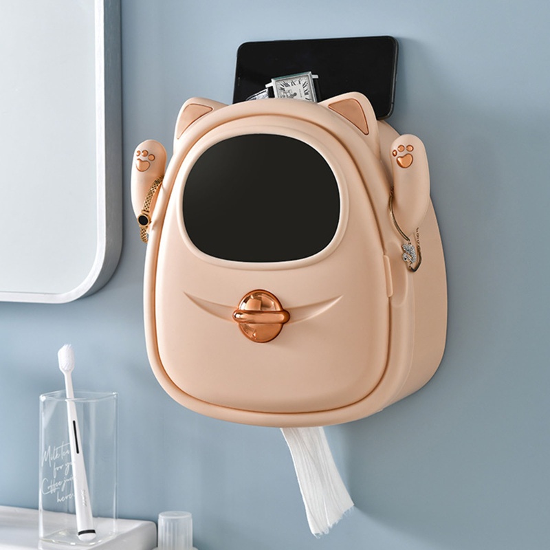 Hộp Đựng Khăn Giấy Gắn Tường Hình Mèo May Mắn Siêu Dễ Thương Đa Năng Trang Trí Nhà Cửa / Phòng Ngủ / Nhà Bếp