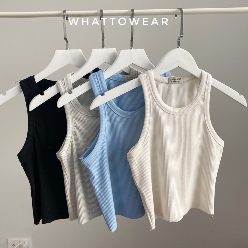 Áo ba lỗ croptop lai cắt thun zip - by whattowear