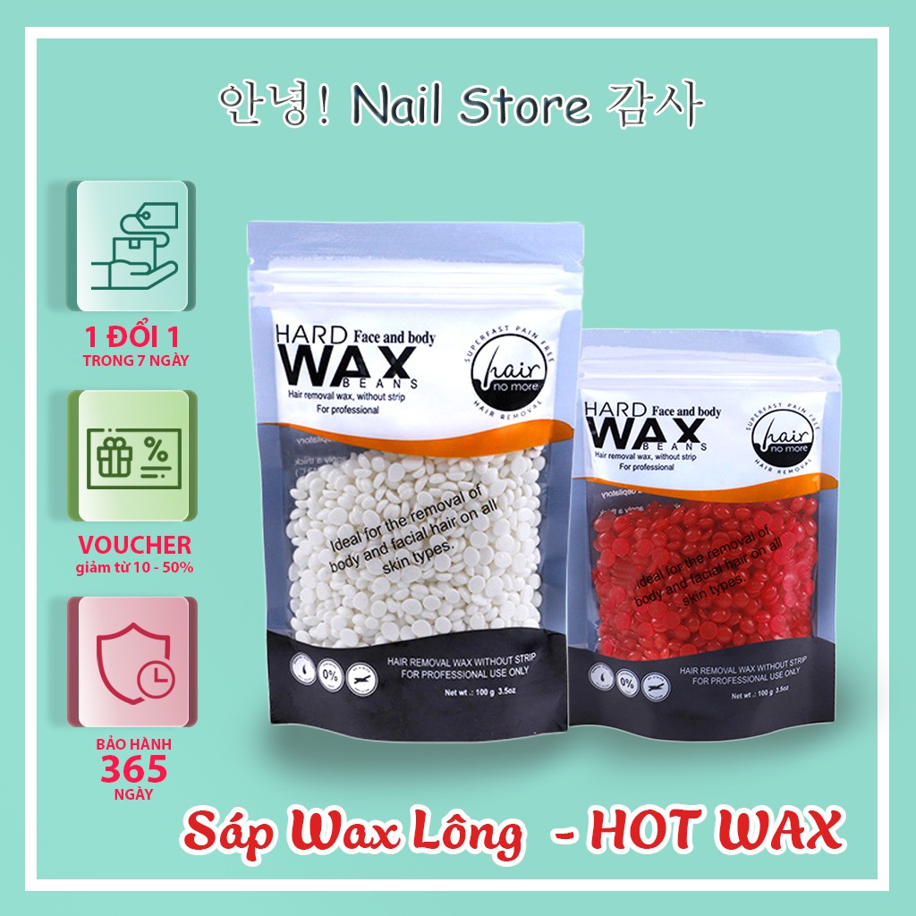 12 Colors SÁP WAX LÔNG NÓNG HẠT ĐẬU HARD WAX BEAN 100g Professional High End Waxing Brand 100g Tặng KÈM QUE WAX GỖ