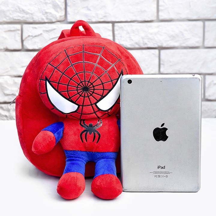 Balo Thú Bông Hình Người Nhện Cho Bé Đi Học Mầm Non size 25cm BALO-526