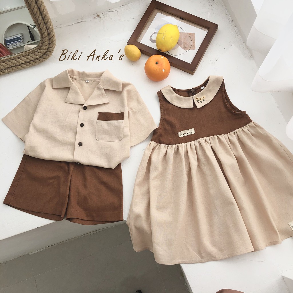 Váy đầm thiết kế cho bé gái BIKI ANKA'S đi chơi handmade vintage Daizy