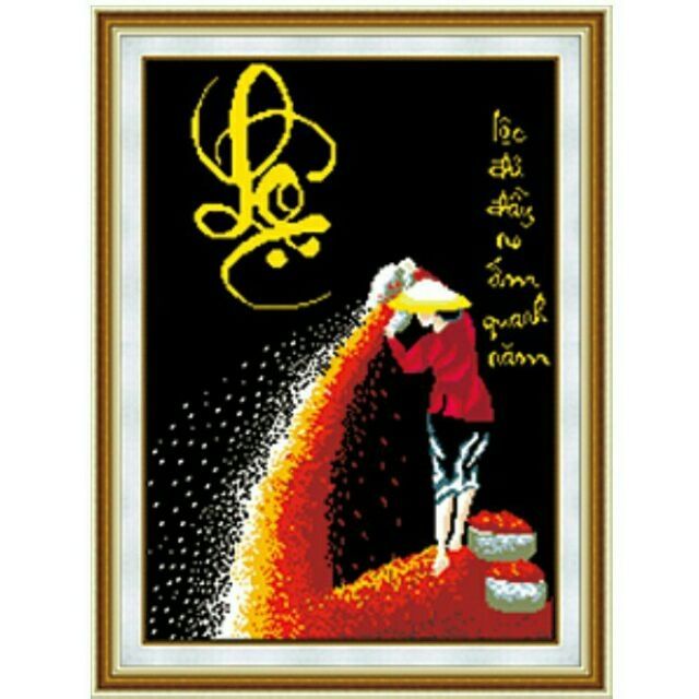 DF177 TRANH ĐÍNH ĐÁ CHỮ LỘC  (CHƯA ĐÍNH) KT: 50X68 CM