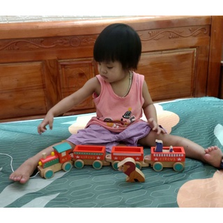 Đồ chơi gỗ việt nam xuất khẩu châu âu - Đoàn tàu chở thú - xe đồ chơi