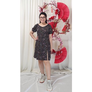 Bigsize công sở - Đầm Hoa Xẻ Tà