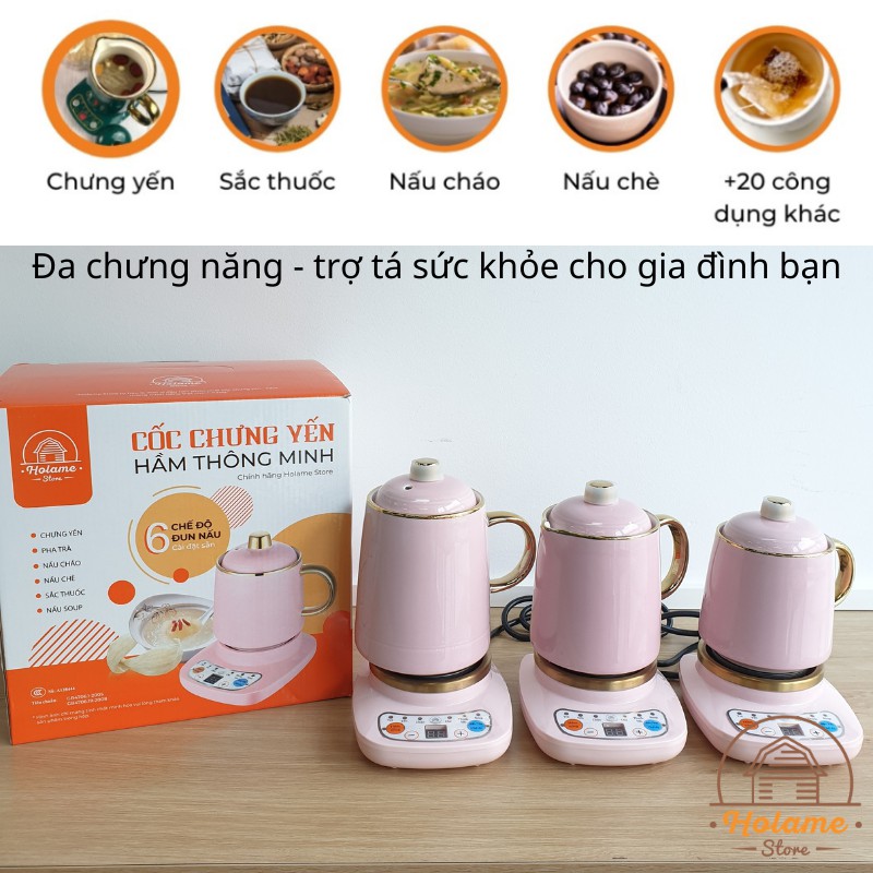 [Ảnh thật] Cốc chưng yến, cốc hâm trà, cốc hầm cháo bằng sứ cao cấp màu hồng ngọc