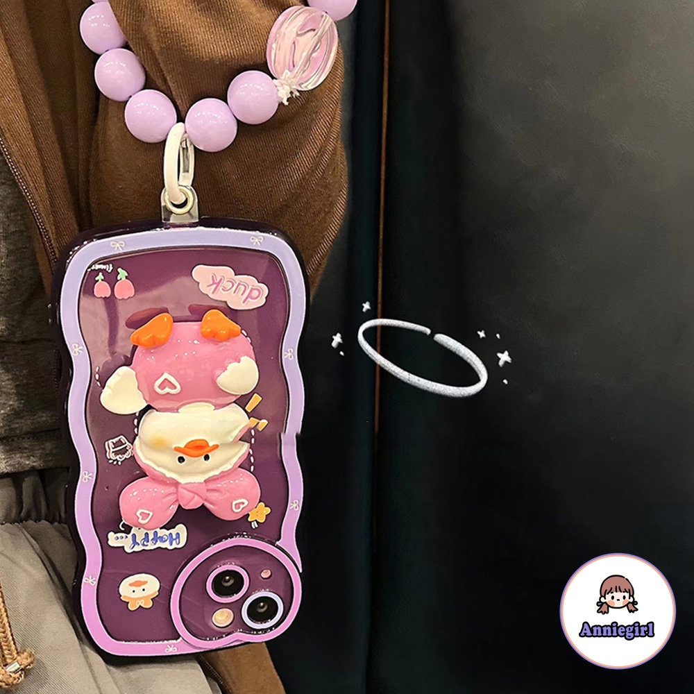 Ốp Điện Thoại TPU Dẻo Màu Tím Đậm Hình Chú Vịt 3D Dễ Thương Chống Trầy Cho IPhone 14 13 12 11 Pro Max X XS