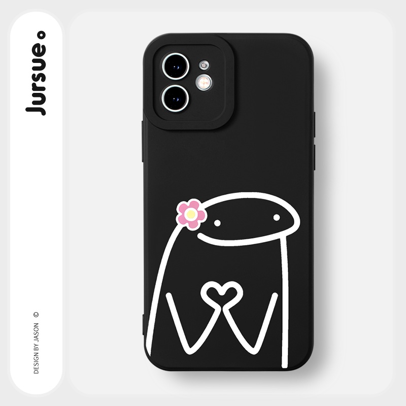 Ốp lưng JURSUE hoạt hình cặp đôi dễ thương đẹp đen Cho iPhone 14 13 12 11 Pro Max SE 2020 X XR XS 8 7 ip 6S 6 Plus Y2328