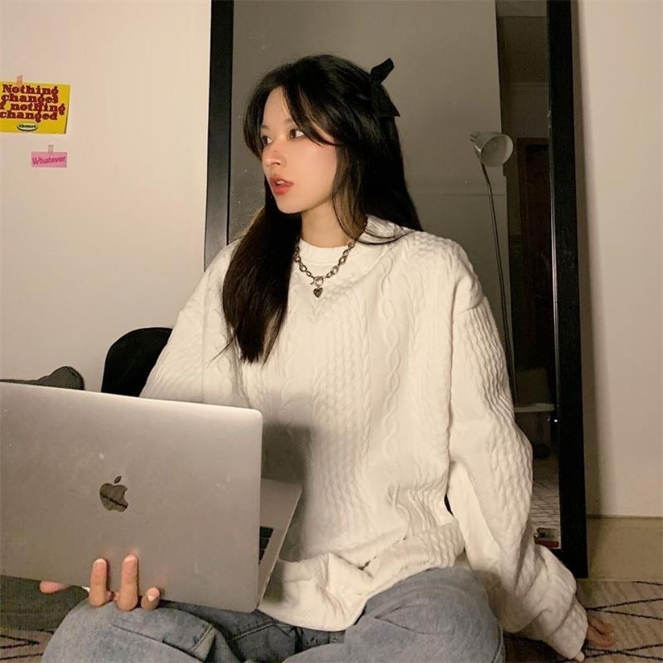 Áo sweater form rộng nỉ màu trắng ulzzang basic | BigBuy360 - bigbuy360.vn
