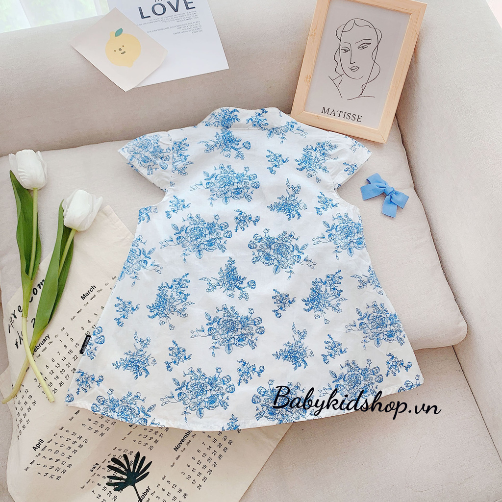Sườn xám cho bé gái ,hoa nhí hàng Quảng Châu CAO CẤP ,thắt nơ xinh xắn dễ thương,dáng cách tân cúc thắt nơ sang xịn