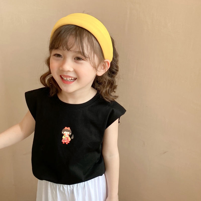 Áo Thun Không Tay Hở Lưng In Hoạt Hình Phong Cách Hàn Quốc Thời Trang Mùa Hè Cho Bé Gái