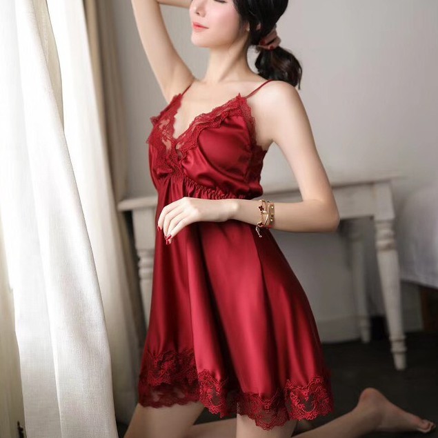 Váy ngủ lụa đẹp bigsize 🎀size ML 40-62KG🎀 nữ hai dây sexy lụa ren cao cấp đồ ngủ nữ có mút ngực giá rẻ | BigBuy360 - bigbuy360.vn