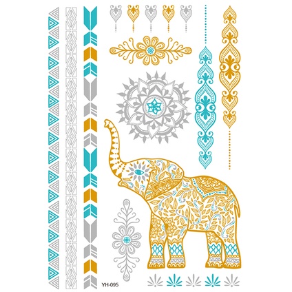 Vòng cổ / Vòng Tay Hình Xăm Tạm Thời Hình Lông Vũ Màu Vàng Ánh Kim Lấp Lánh Chống Thấ