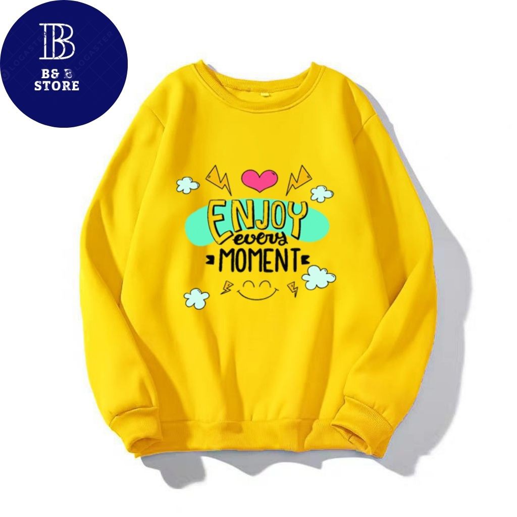 [ TÌNH_YÊU ] ÁO SWEATER NỈ UNISEX IN ENJOY MOMENT ÁO FORM RỘNG NAM NỮ NHIỀU MÀU