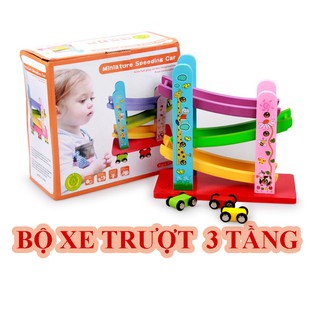 Đồ chơi gỗ 🔥FREESHIP🔥 Bộ Xe Ô Tô Cầu Trượt Zic Zac Kèm Xe Đồ Chơi Gỗ Thông Minh