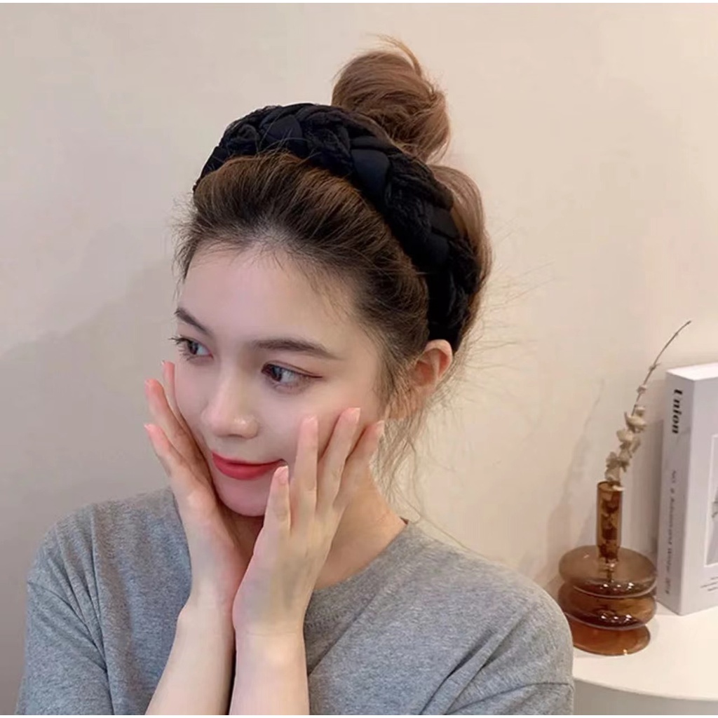 Băng Đô Vải Lưới Xoắn Tăng Chiều Cao Thời Trang Thu Đông Phong Cách Hàn Quốc Cho Nữ