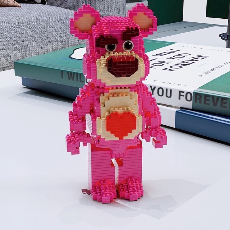 Đồ chơi xếp hình mô hình lắp ráp Lotso Bearbricks Gấu Hồng Non Lego Nanoblocks