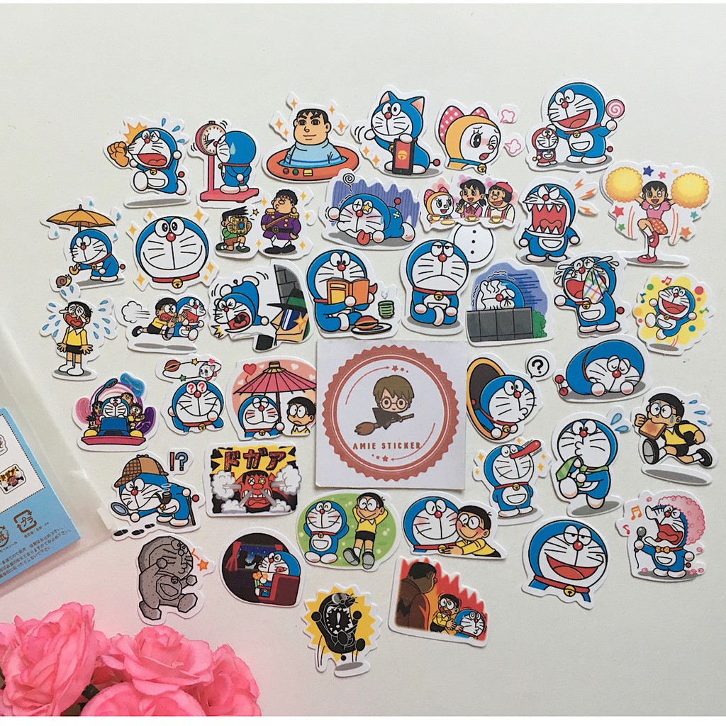 (Ảnh thật-39miếng/100miếng) Sticker/miếng dán hình Doraemon cute!