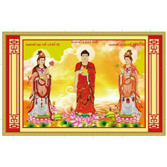 Tranh thêu 3D TAM THẾ PHẬT(222778)KT 114×84cm chưa thêu.