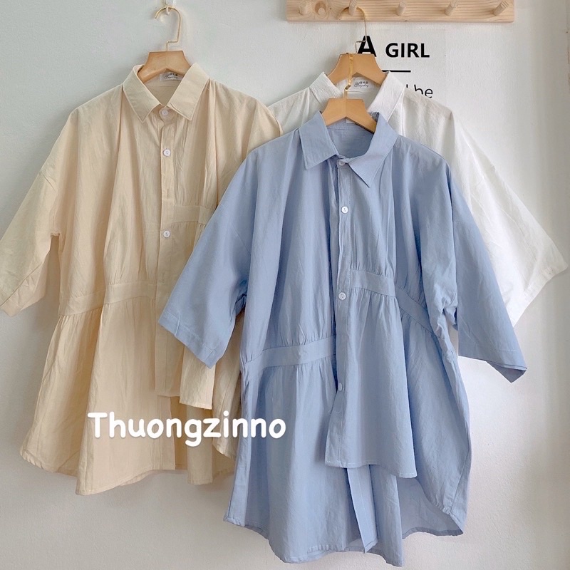 [Ảnh thật/Video]SƠ MI THÔ MỀM VẠT LỆCH ULZZANG