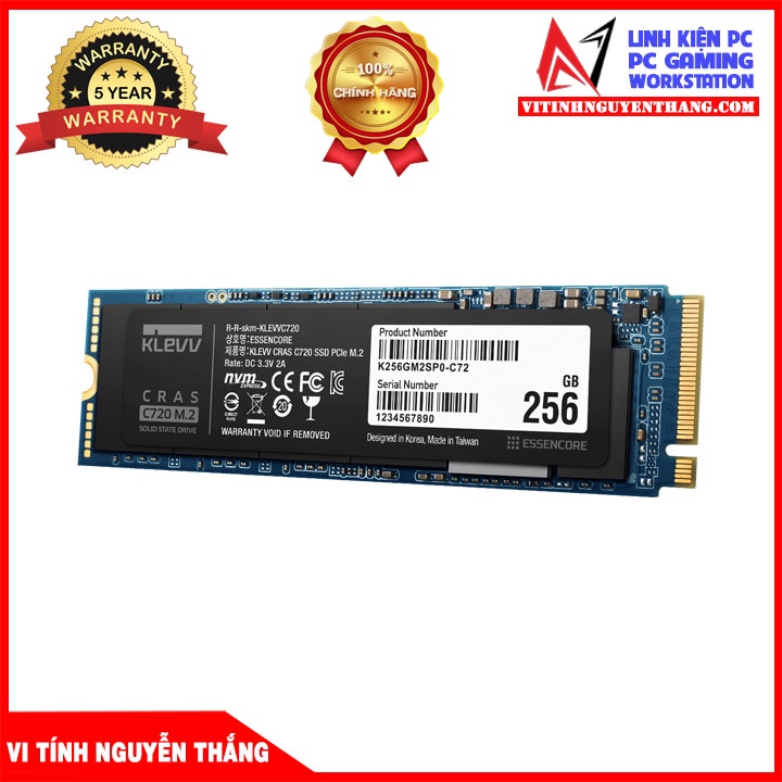 Ổ Cứng SSD KLEVV CRAS C720 256G M2 NVME GEN3X4 new chính hãng