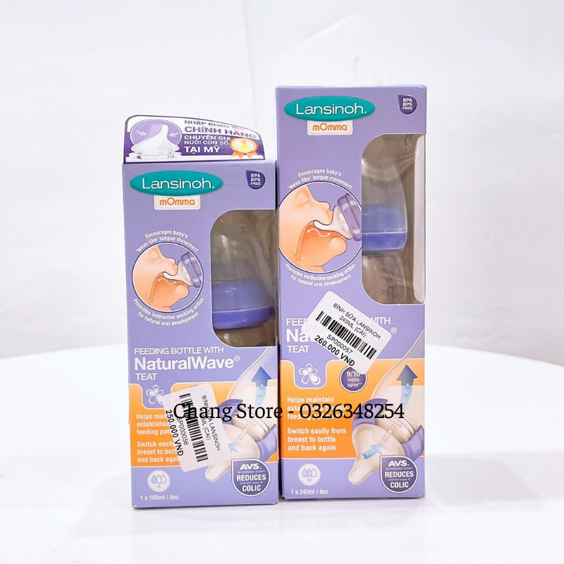 Bình Sữa PP Lansinoh Momma Chính Hãng 160ml - 240ml
